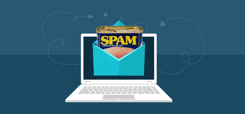 Spam can overlaid on a laptop graphic